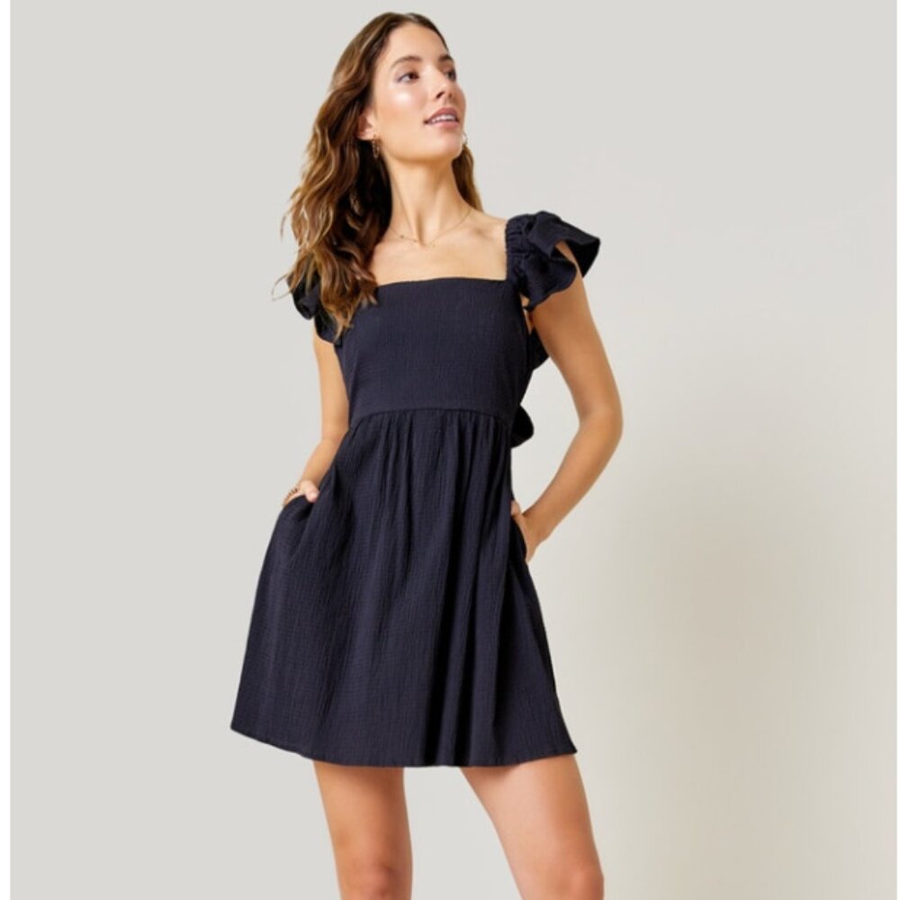 NEW Black American Eagle Puff Sleeve Babydoll Mini Dress – Size X-Small